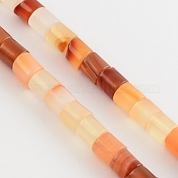 Dyed Natural Red Agate Stone Bead Strands, Column, Orange Red, 6x6mm, Hole: 1mm, about 66pcs/strand, 15.7 inch