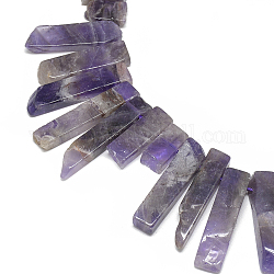 Natürlichen Amethyst Perlen Stränge, oben gebohrte Perlen, Rechteck, blau violett, 19~67x8~11x4~9 mm, Bohrung: 1 mm, ca. 38~48 Stk. / Strang, 15.7 Zoll