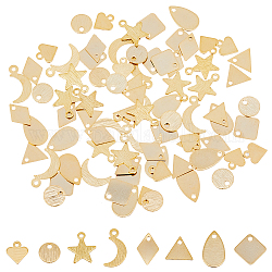 SUPERFINDINGS Brass Stamping Blanks Gold Silver Metal Stamping Tag Pendant Square Teardrop Leaf Charms for Necklace Bracelet Earring Jewelry Making DIY Craft