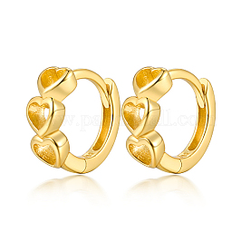 Orecchini con cerchio in argento sterling, cuore vuoto, con 925 francobollo, oro, 925mm
