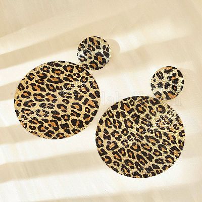 Orecchini pendenti in lega con stampa leopardata&nbsp;EJEW-K304-01C-G-1