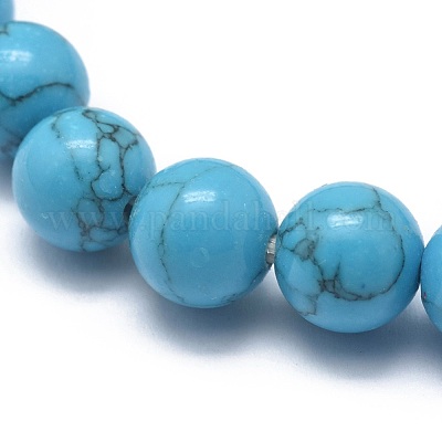 Bracciali elasticizzati in perle di diaspro turchese sintetico&nbsp;BJEW-K212-A-022-1