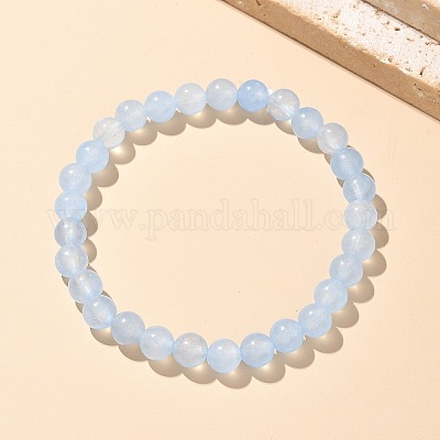 Natürliche & gefärbte weiße Jade-Perlen-Stretch-Armbänder&nbsp;BJEW-K212-A-018-1