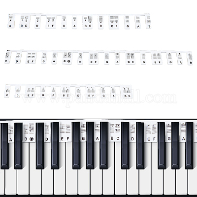 Autocollant Piano Note, Stickers Piano de Clavier 88 Touches, Autocollant  de Clavier Musique Coloré Amovible, Fabriqué en Silicone, Réutilisable