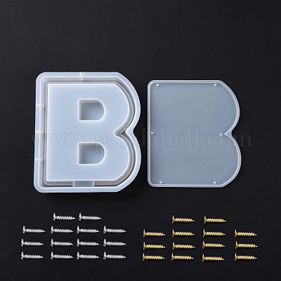 Letter-shaped Food Grade Money Box Silicone Molds, Storage Molds, Resin  Casting Molds, with Iron Screws, Letter.B, Finished: 197x171x27mm, Hole: 2mm