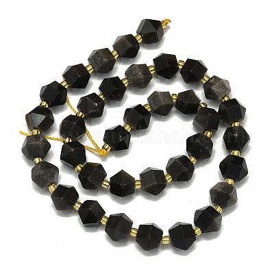 Natürliche silberne Obsidianperlenstränge&nbsp;G-I376-A31-01-1