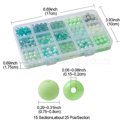 375pcs 15 Arten Acrylperlen&nbsp;MACR-YW0002-59B-1