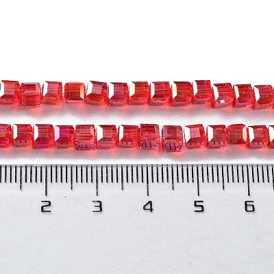 Chapelets de perles en verre électroplaqué&nbsp;EGLA-J028-4x4mm-AB05-1