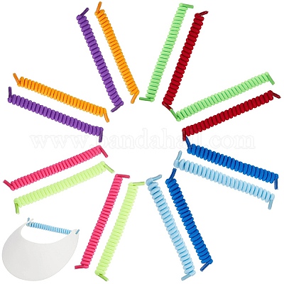 8 Paar 8 Farben gelockte Polyester-Schnürsenkel ohne Binden&nbsp;AJEW-CP0010-32C-1