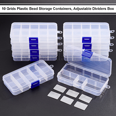 Wholesale NBEADS 10 Pcs 10 Grids Plastic Organizer Box 