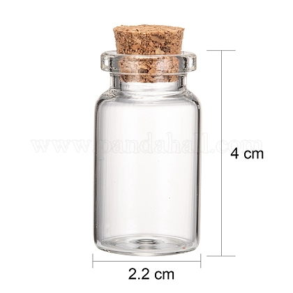 ガラスの瓶のガラスボトルは、コンテナをビーズ  コルク栓付き  ウィッシングボトル  透明  40x22mm  穴：12.5mm  容量：15ml（0.5液量オンス） AJEW-S074-02B-1