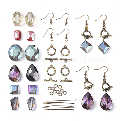Diyピアス作り 電気めっきクリスタルガラスビーズ付き 真鍮のピアスフックと丸カン アイアン製tピン 合金マンテル ミックスカラーの通販 Jp Pandahall Com