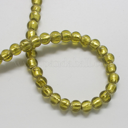 Perles en verre d'argent feuille manuelles FOIL-R054-8-1