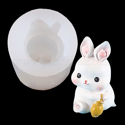 Moules en silicone d'affichage de figurine de lapin de pâques bricolage DIY-G070-01C-1