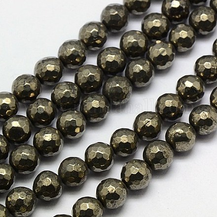 Natürliche Pyrit Perlen Stränge G-L031-8mm-03-1