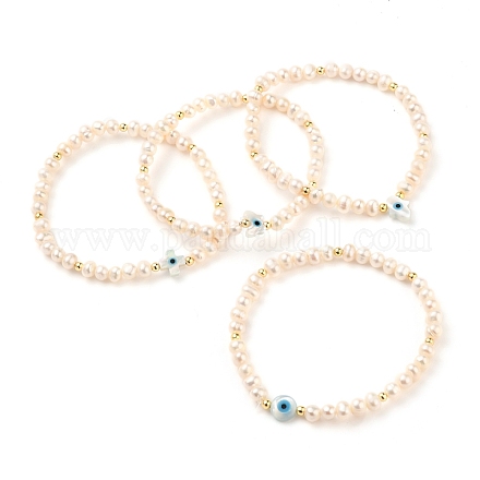 Cuentas de perlas naturales estiran pulseras BJEW-JB05539-1