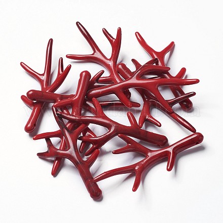 オペークアクリルパーツ  サンゴの枝の形  暗赤色  76~78x43~44x6~7mm  穴：2mm SACR-P065-F10-1