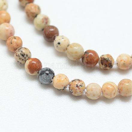 Chapelets de perle en jaspe avec images naturelles G-R172-2mm-26-1