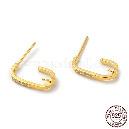 Boucles d'oreilles ovales en argent sterling 925 avec micro pavé de zircones cubiques STER-P056-09G-1