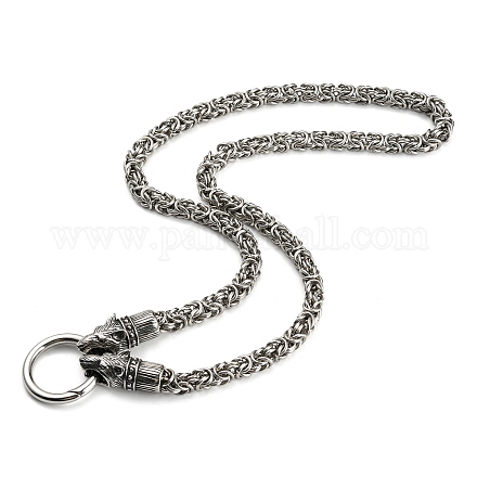 304 collares de cadena bizantina de acero inoxidable con cierres de lobo de acero inoxidable quirúrgico de 316l NJEW-D046-06AS-1