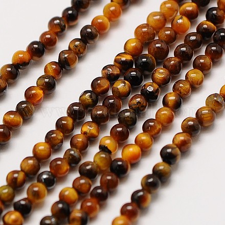 Natural Tiger Eye Round Bead Strands G-A130-3mm-E03-1