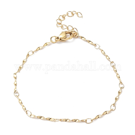 Placage ionique (ip) 304 bracelets de chaîne à maillons à barre torsadée en acier inoxydable BJEW-K226-09G-1