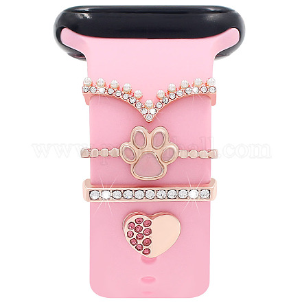 Rectangle Alloy Watch Band Charms Set with Crystal Rhinestone PW-WG37160-01-1