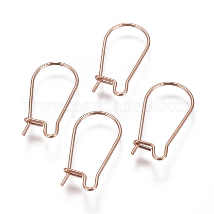 Ion Plating(IP) 304 Stainless Steel Hoop Earrings Findings Kidney Ear Wires STAS-L216-22C-RG-1