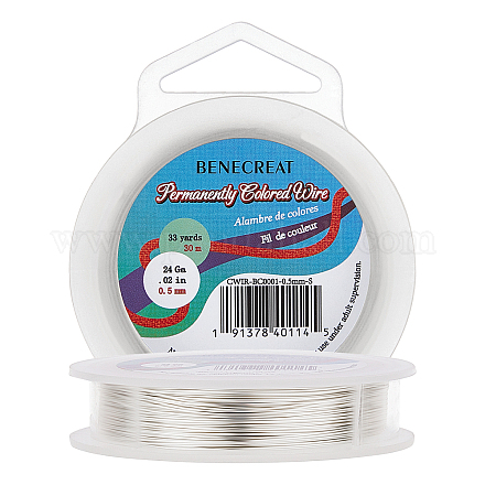 BENECREAT 24-Gauge Tarnish Resistant Silver Coil Wire CWIR-BC0001-0.5mm-S-1