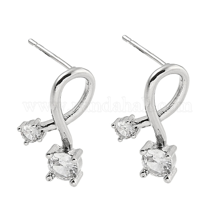 Серьга из латуни с прозрачным фианитом и микро-паве EJEW-U009-01P-1