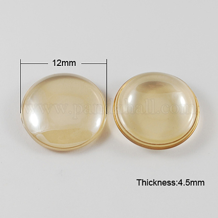 電気メッキガラスのカボション  半円  小麦  直径約12mm  5.5mm（範囲：5~6mm）の厚さ GGLA-R004-12mm-3-1