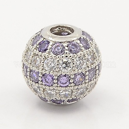 Lilas et des accessoires de bijoux cz laiton micro claires ouvrent perles rondes de zircone cubique ZIRC-M015-20P-NR-1