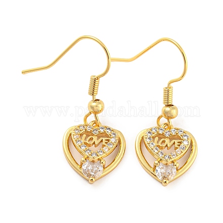 Boucles d'oreilles pendantes en forme de cœur avec support d'amour EJEW-P240-07G-1