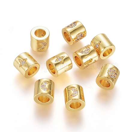 Brass Micro Pave Cubic Zirconia Beads X-ZIRC-G166-41G-1