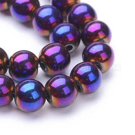 Chapelets de perles en hématite synthétique sans magnétiques G-S096-6mm-6-1