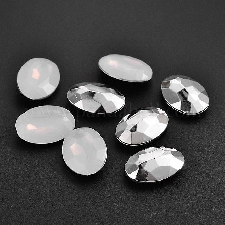 Faceted Oval Imitation Taiwan Acrylic Rhinestone Pointed Back Cabochons GACR-A007-13x18mm-48-1