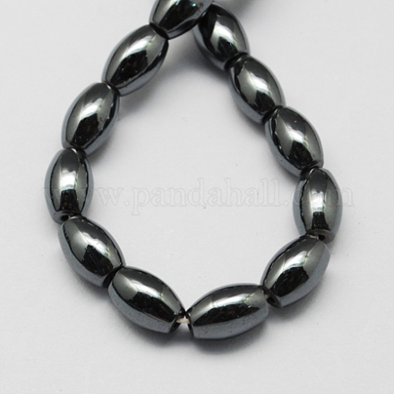 Chapelets de perles en hématite synthétique sans magnétiques G-Q896-9x6mm-1
