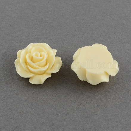 Cabochons de fleur rose de dos plats d'accessoires & accessoires de costume ornements en résine CRES-Q105-02-1