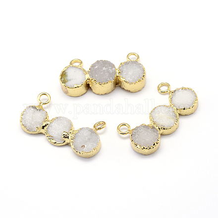 Natural Drusy Agate Flat Round Pendants G-P089-58-1