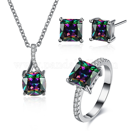 Laiton zircone cubique ensembles de bijoux de partie SJEW-BB18001-4-1