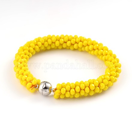 Verre à facettes bracelets de perles Abacus BJEW-J170-B10-1