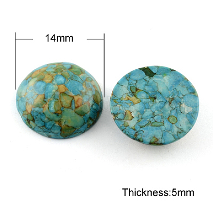 Cabuchones de piedras preciosas cúpula turquesa TURQ-R021D-14mm-02-1