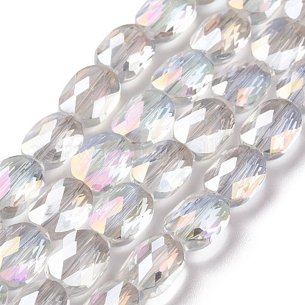 Brins de perles de verre transparentes plaquées à facettes GLAA-G092-B04-1