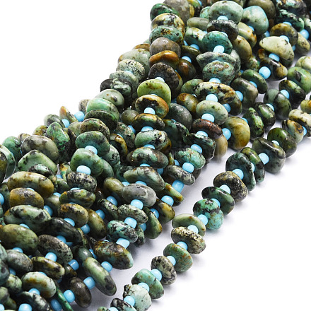 Brins de perles turquoises africaines naturelles (jaspe) G-E569-J21-1
