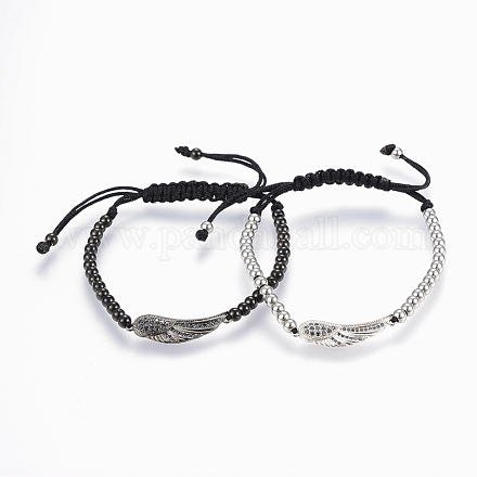 Adjustable 304 Stainless Steel Braided Beaded Bracelets BJEW-I263-10-1