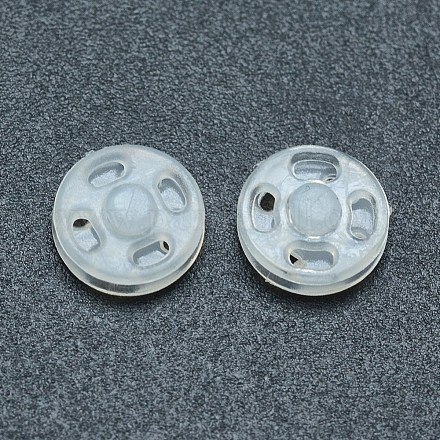 ナイロンスナップボタン  縫い付け用プレスボタン  4の穴  衣服のボタン  フラットラウンド  ホワイト  8x3mm  穴：1.5x1mm SNAP-P007-04-8mm-1