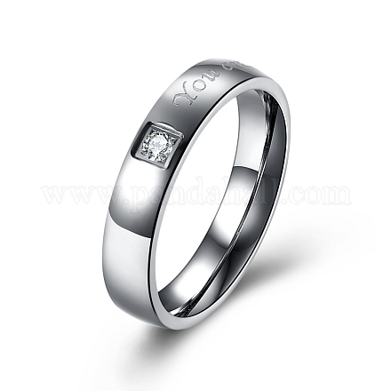 Regalos de san valentín anillos de pareja de acero de titanio grabado para mujer RJEW-BB16383-8P-1