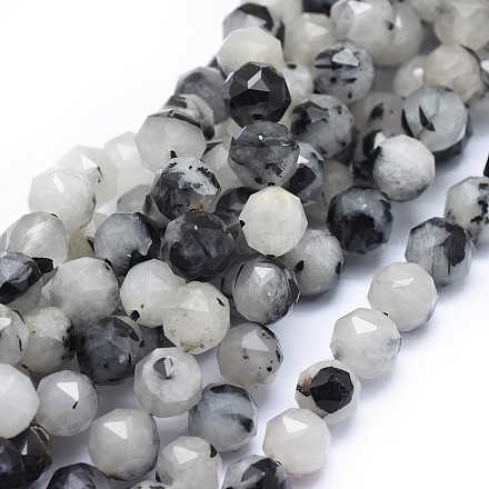 Quartz naturel tourmaliné / perles de quartz rutile noires G-I249-B08-1