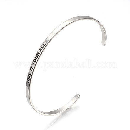 201 Stainless Steel Cuff Bangles BJEW-Q685-04-1