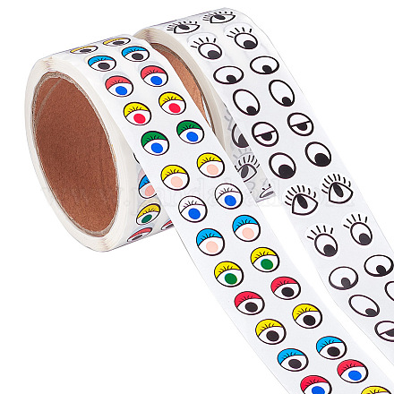 Craspire washi tape cute 2 rollos de cinta adhesiva decorativa patrones de ojos adhesivo adhesivo de color rollo de cinta de regalo para diy scrapbooking office party supplie decoración de regalo DIY-CP0001-59-1